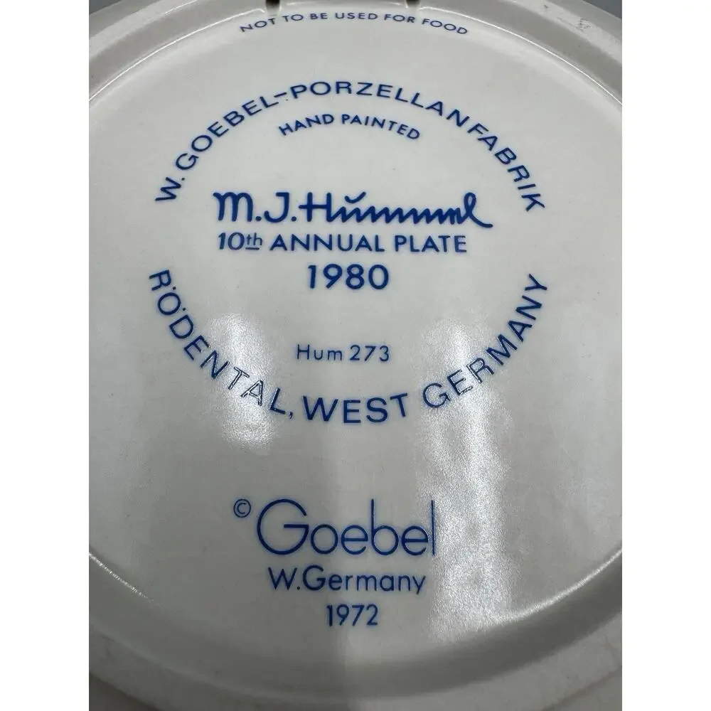Vintage 1980 Hummel Annual Plate School Girl West Germany No Box READ DETAILS